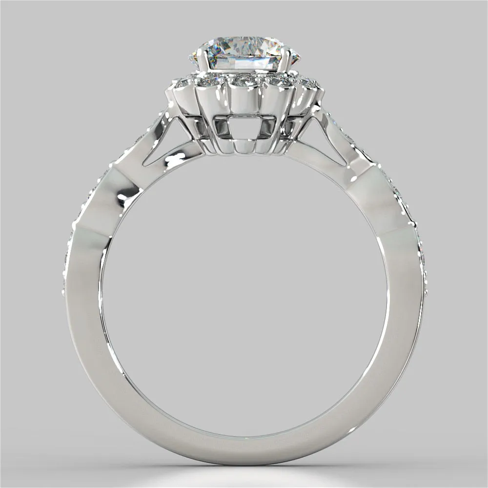 Lab Grown Diamond Round Cut Flower Design Engagement Ring