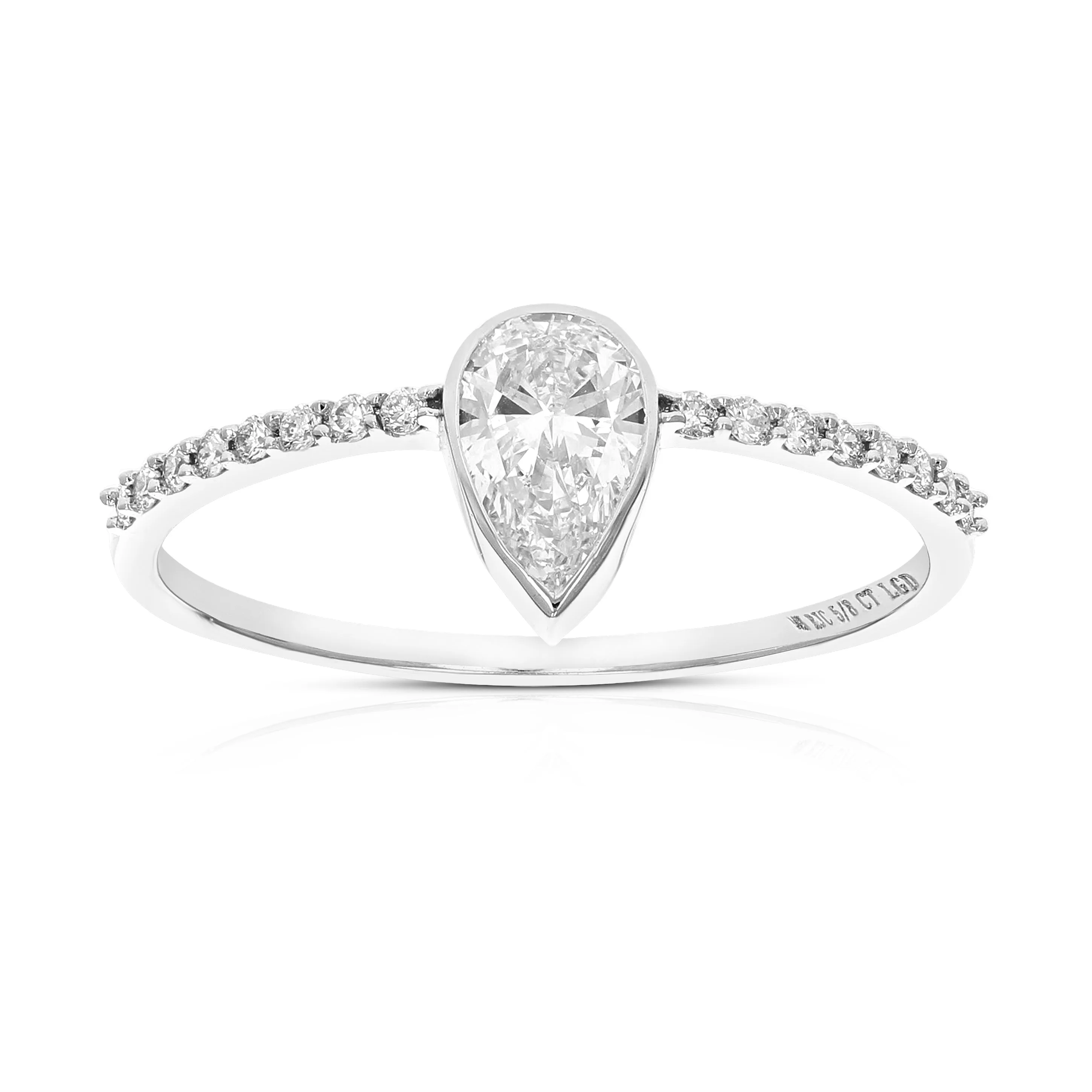 Lab Grown Diamond South North Pear Wedding Ring 14K White Gold