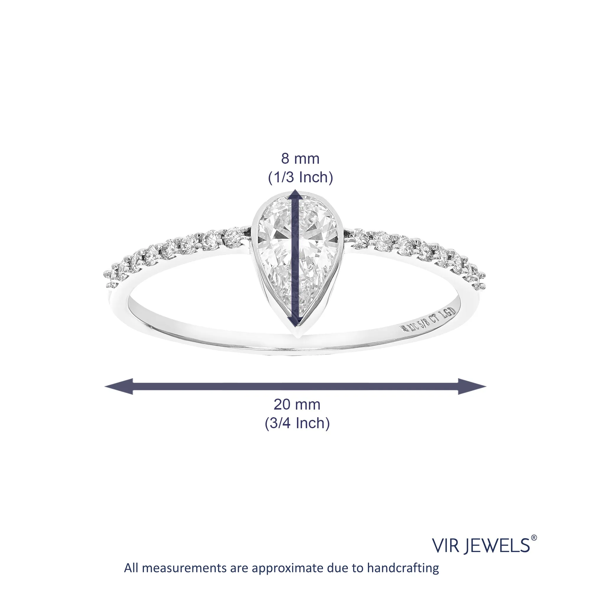 Lab Grown Diamond South North Pear Wedding Ring 14K White Gold