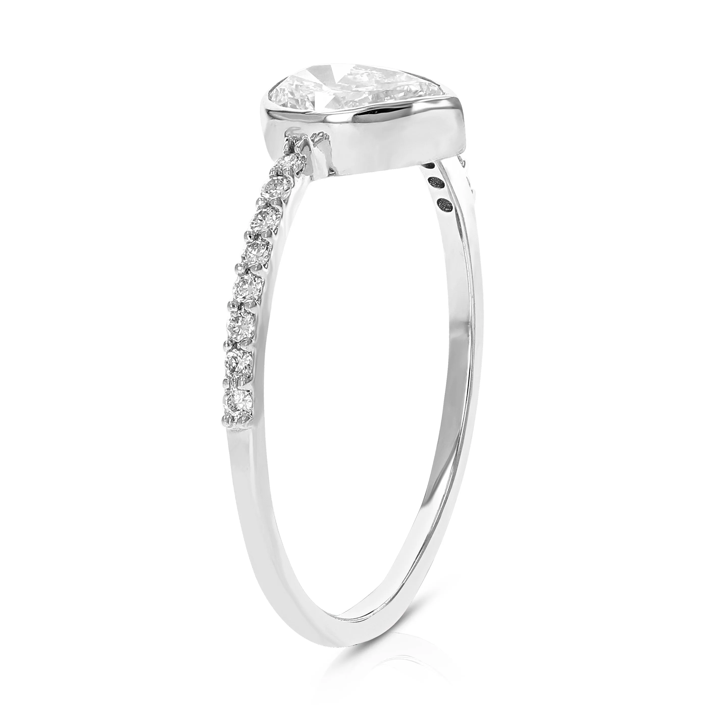 Lab Grown Diamond South North Pear Wedding Ring 14K White Gold