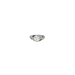 Ladies Vintage Platinum Diamond and Sapphire Engagement ring