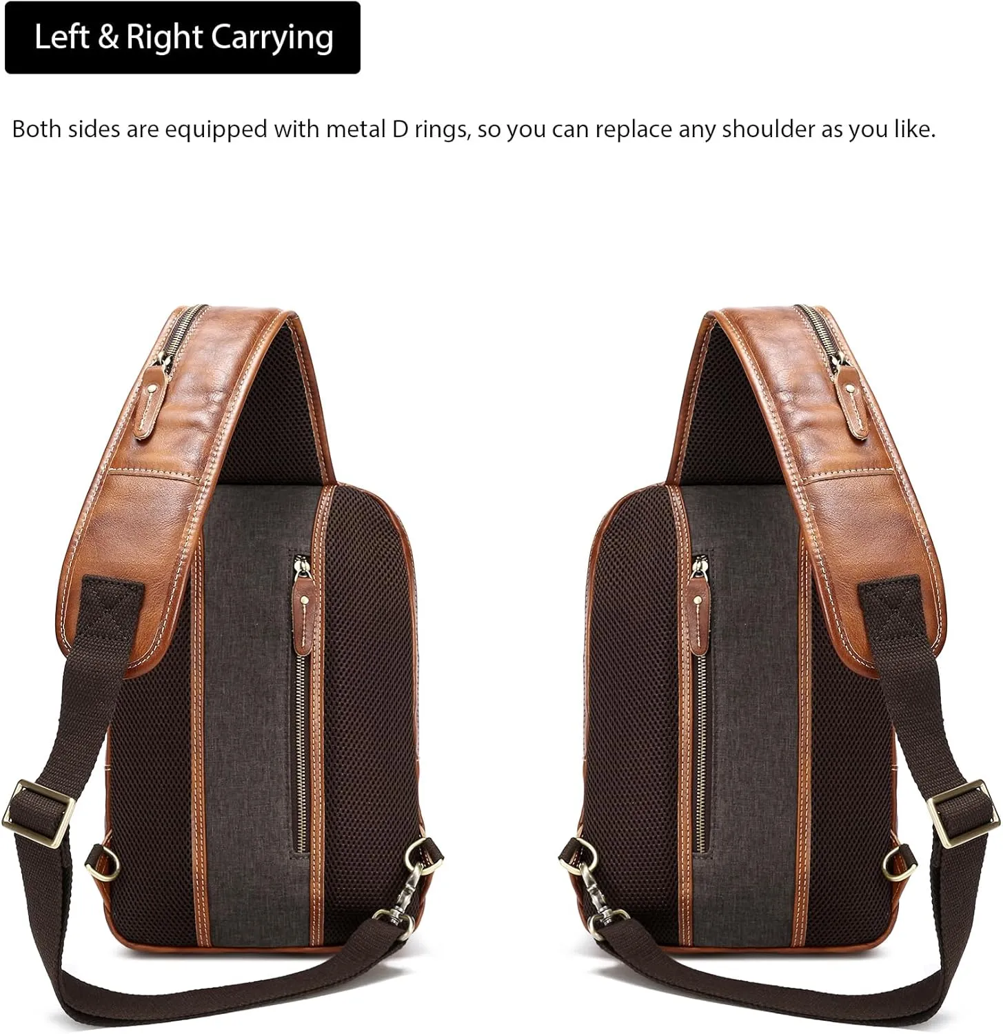 LANNSYNE Full Grain Leather Sling Bag For Men