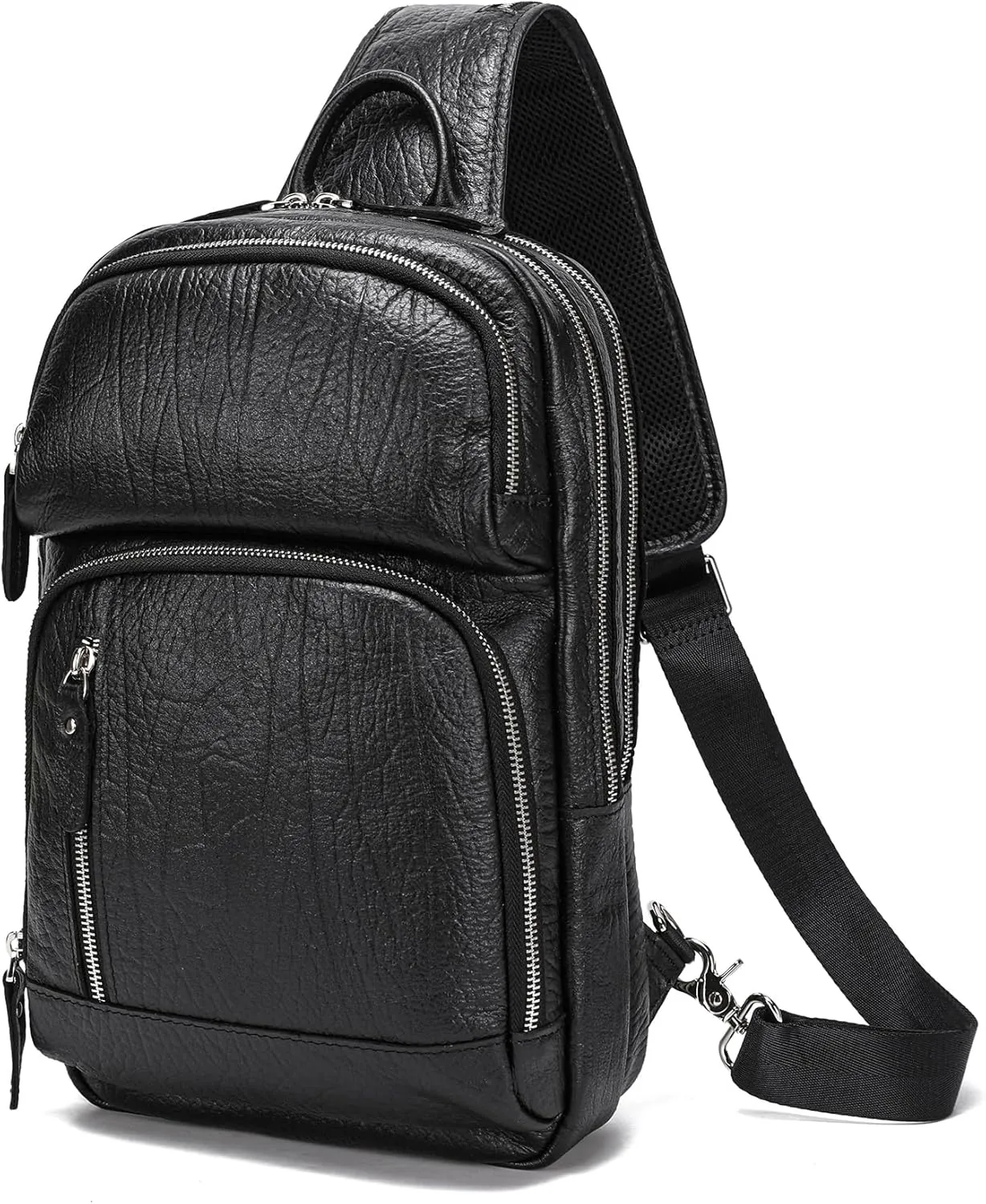 LANNSYNE Full Grain Leather Sling Bag For Men
