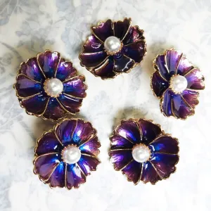 Large Purple Flower Snap Buttons