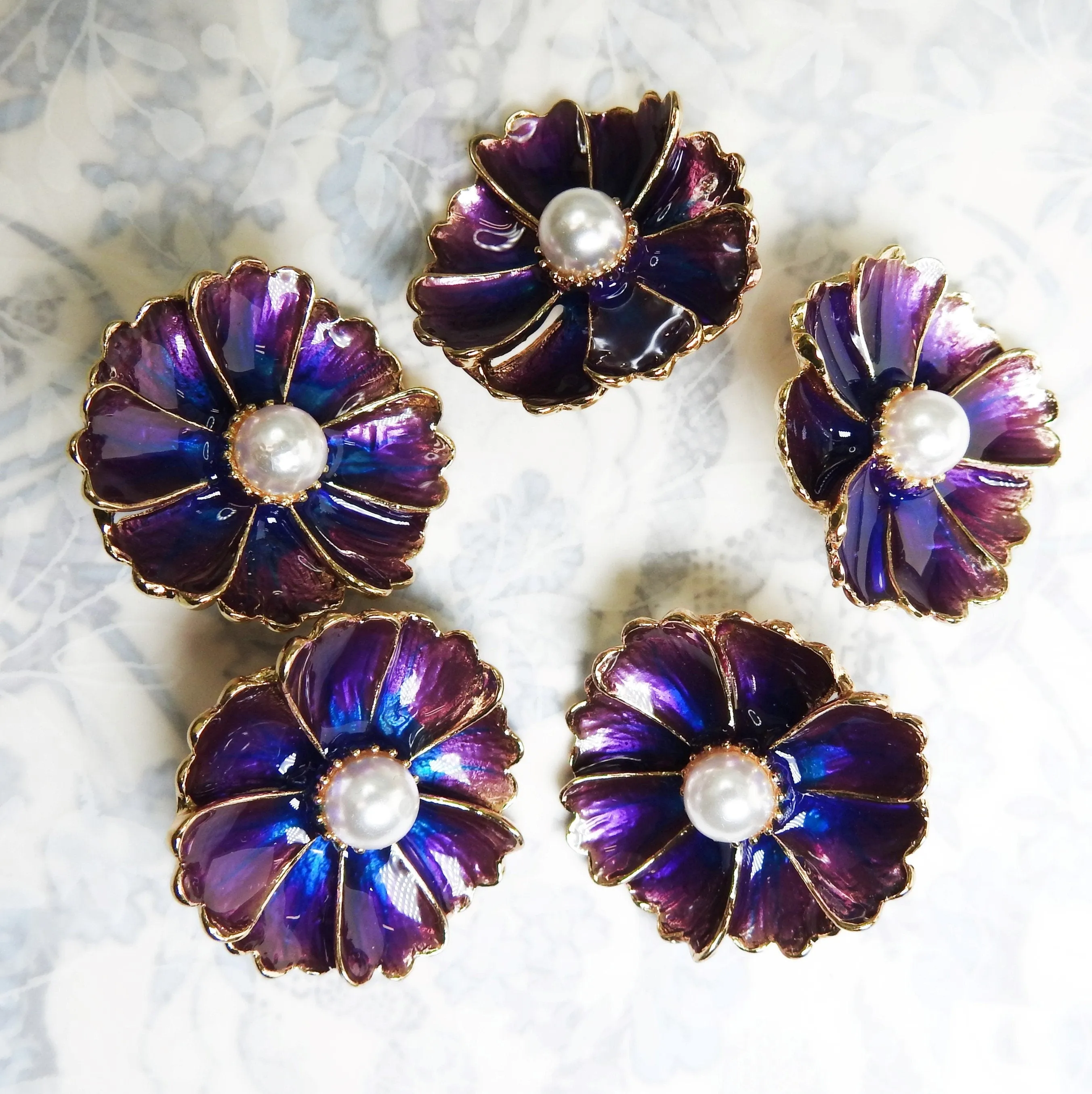 Large Purple Flower Snap Buttons