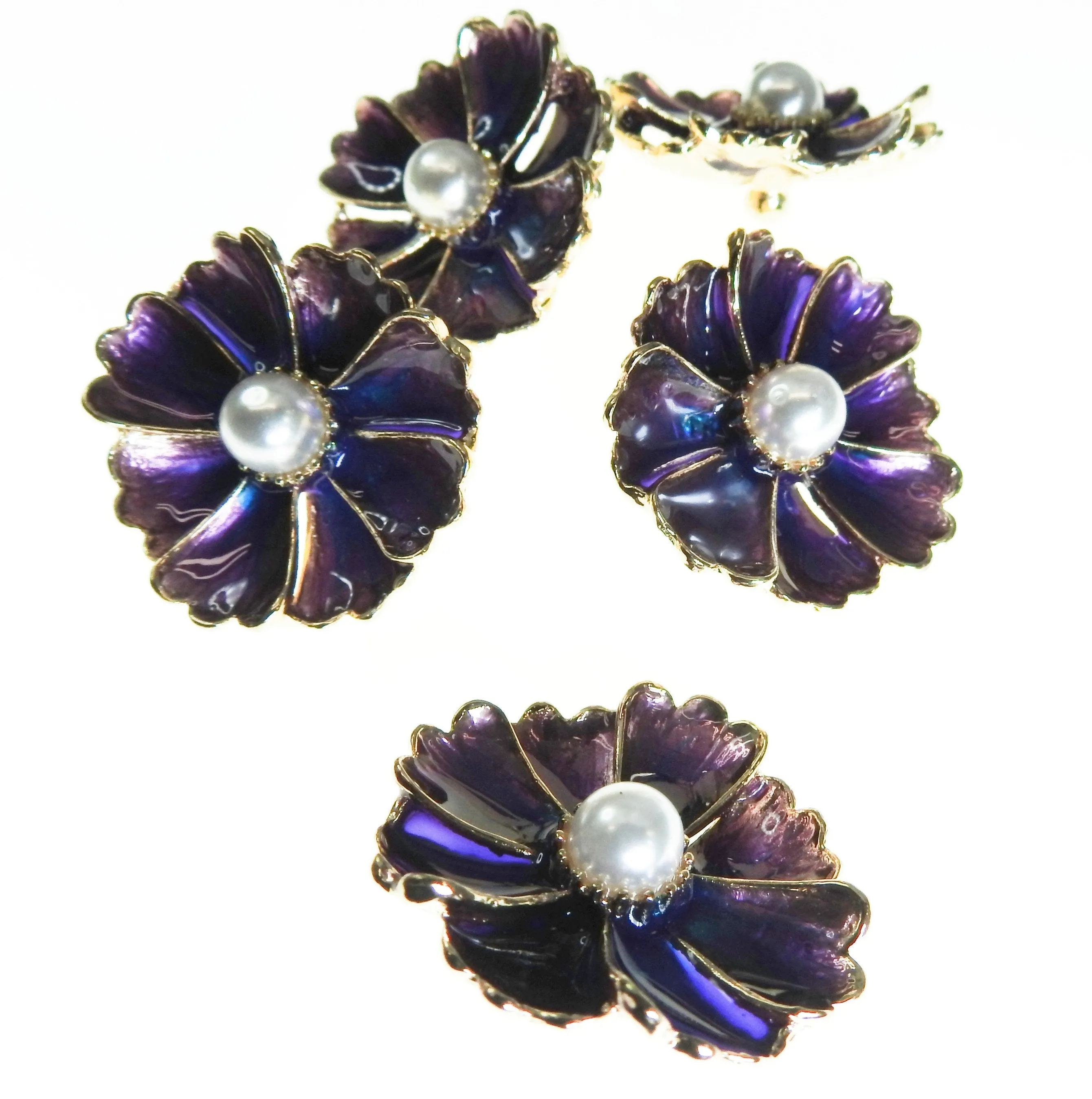 Large Purple Flower Snap Buttons