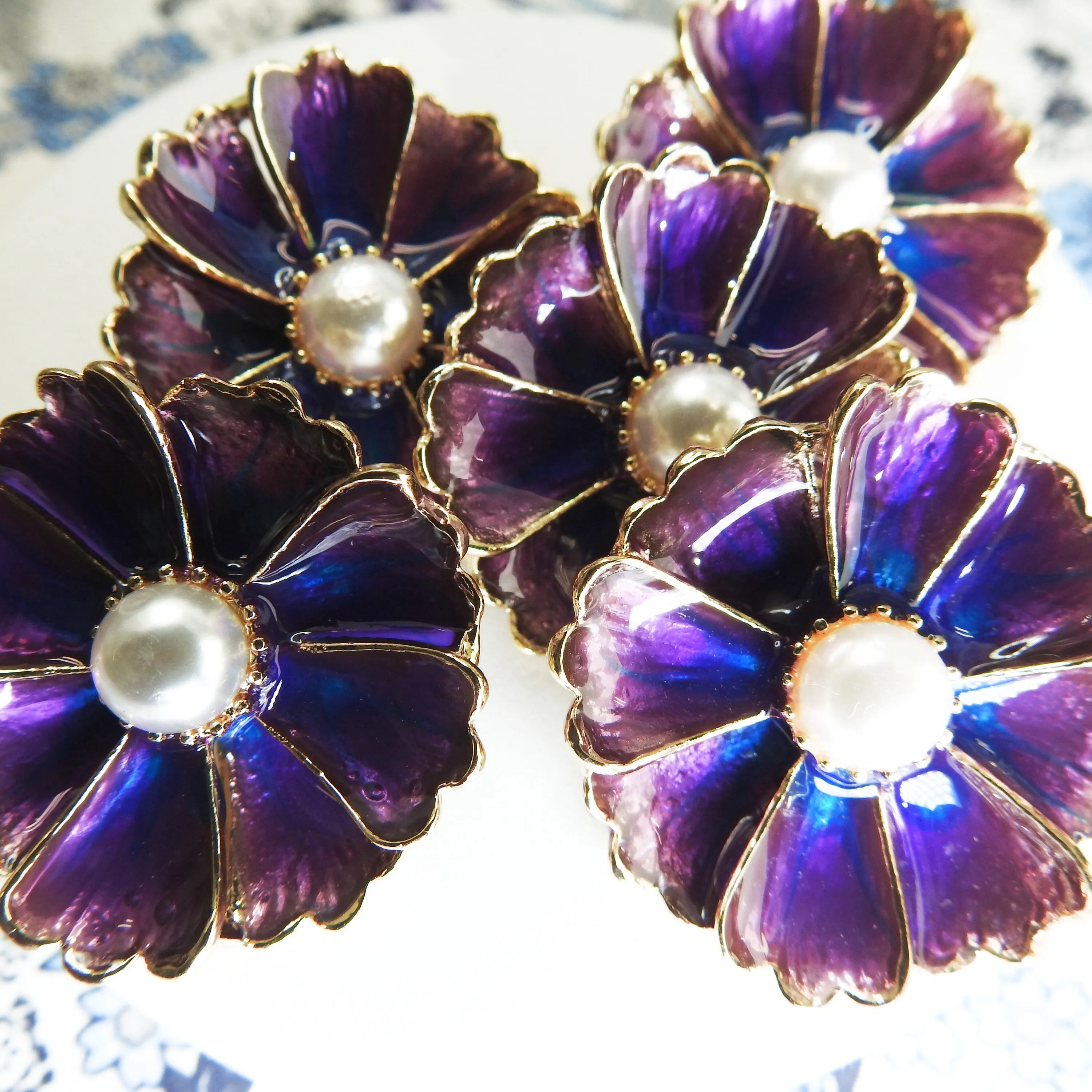 Large Purple Flower Snap Buttons
