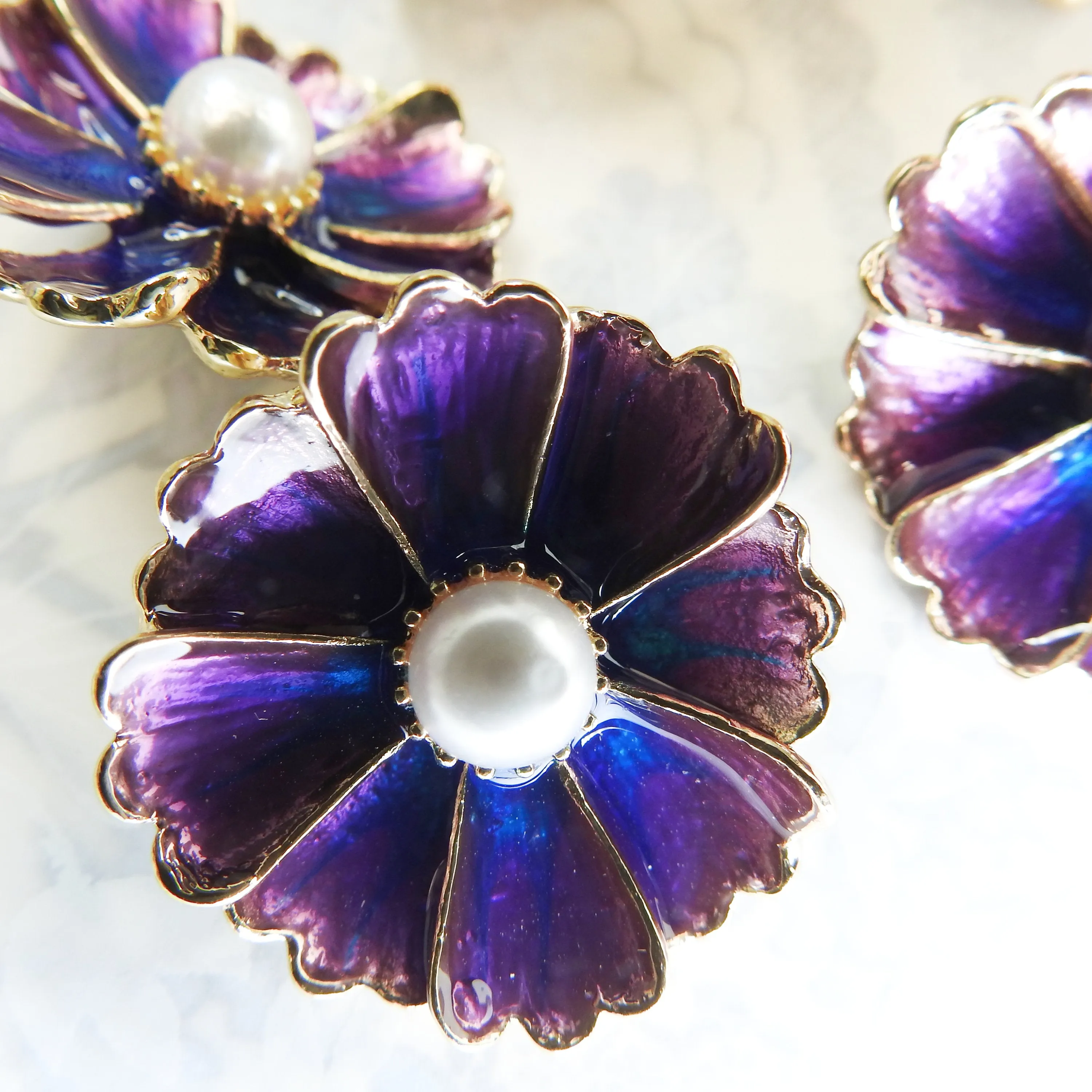 Large Purple Flower Snap Buttons