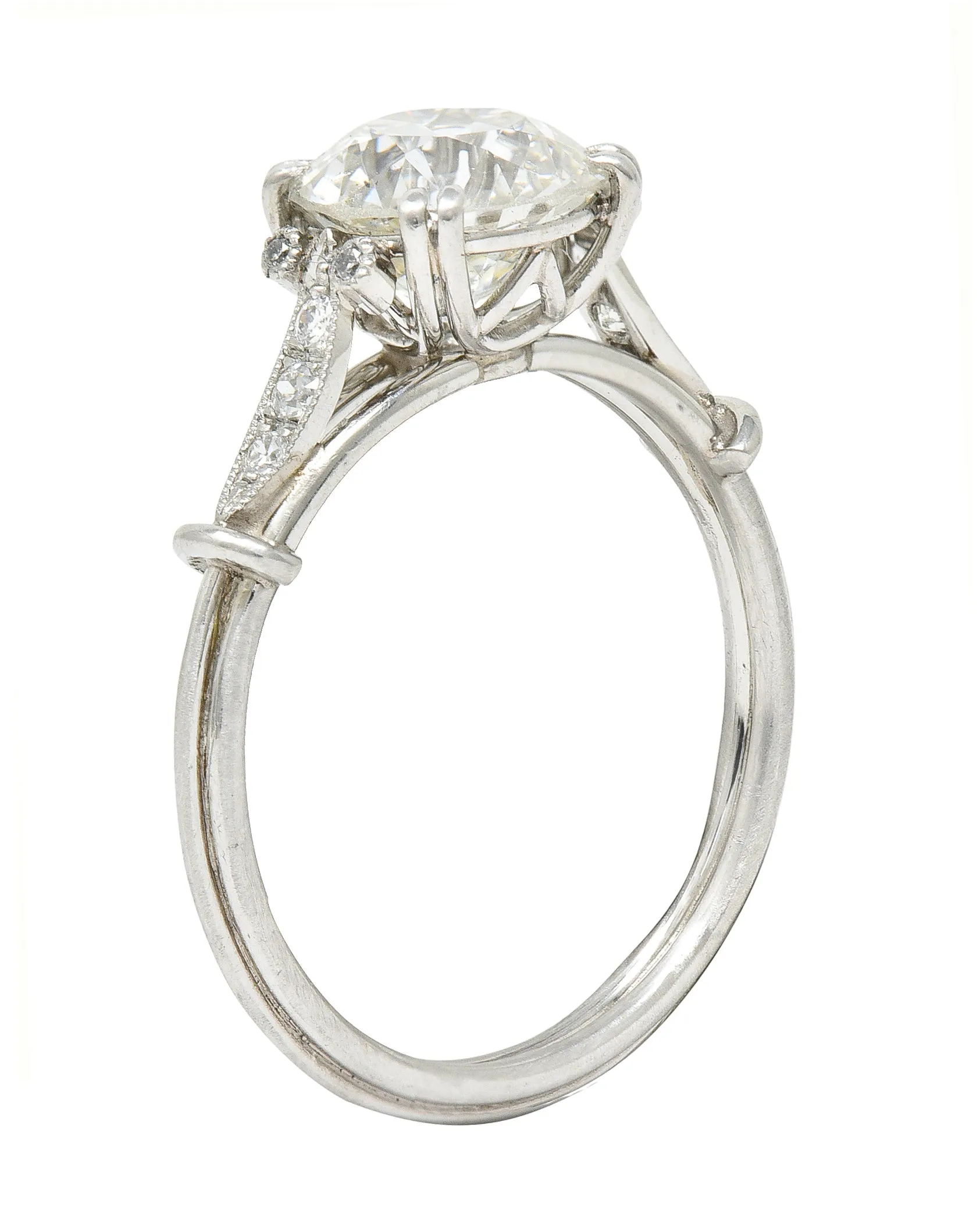 Late Art Deco 1.83 CTW Old European Cut Diamond Platinum Milgrain Engagement Ring