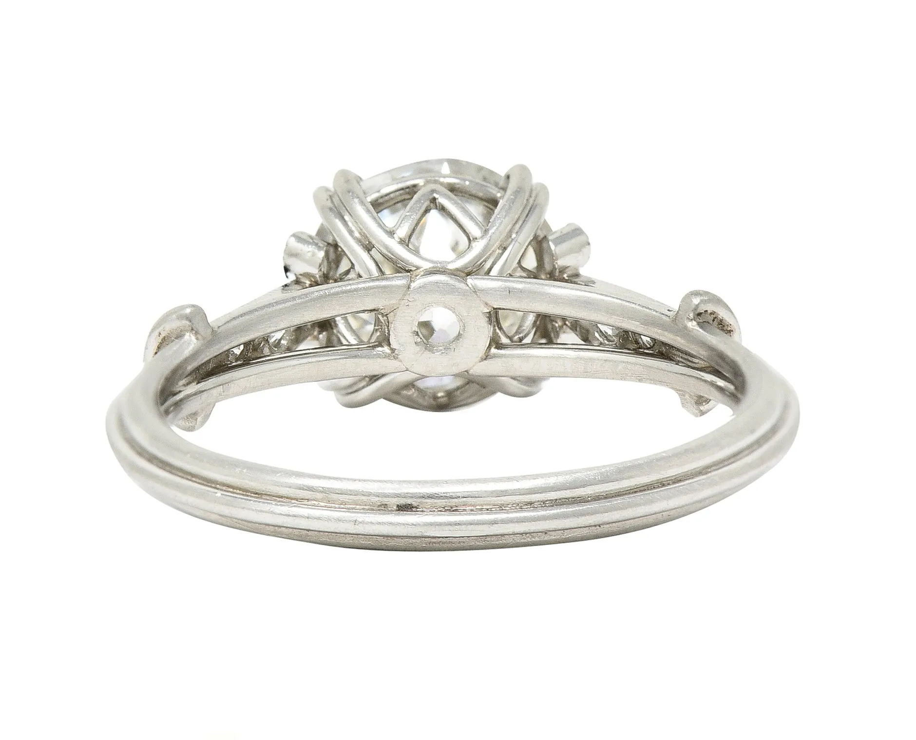 Late Art Deco 1.83 CTW Old European Cut Diamond Platinum Milgrain Engagement Ring