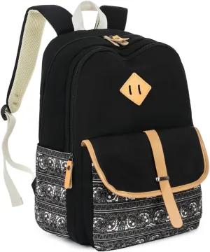 Leaper Canvas School Backpack for Girls Laptop Bag Travel Bag Bookbag Daypack