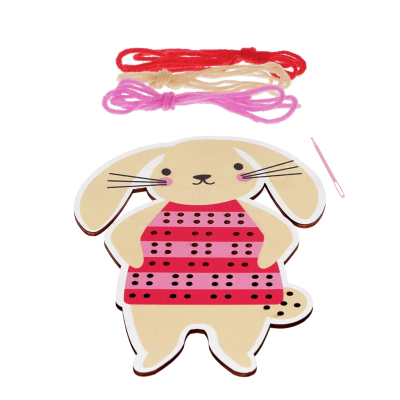 Learn To Sew Wooden Hand-Stitched Set - Bunny