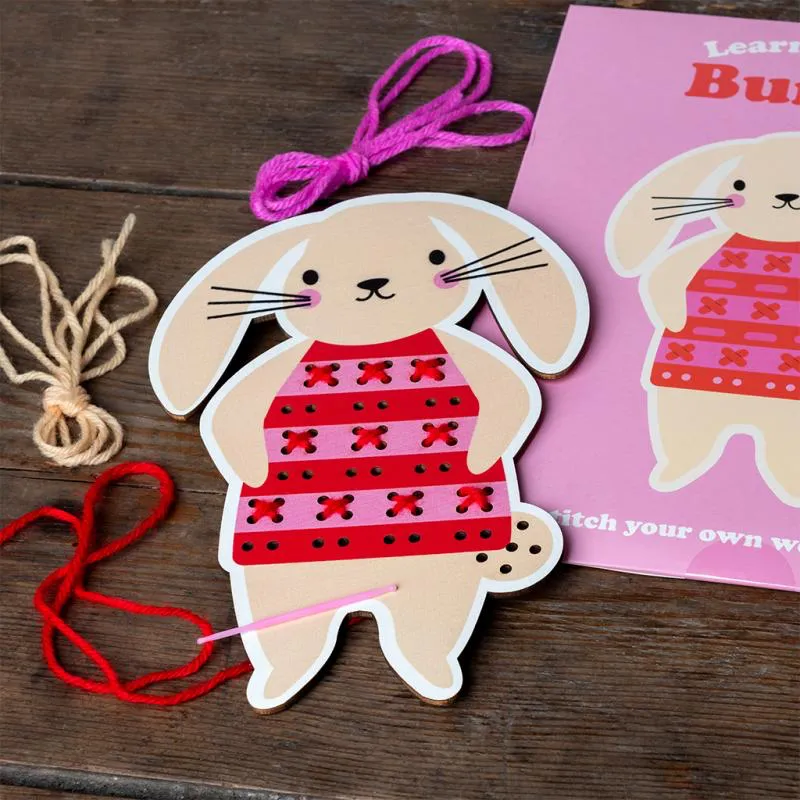 Learn To Sew Wooden Hand-Stitched Set - Bunny