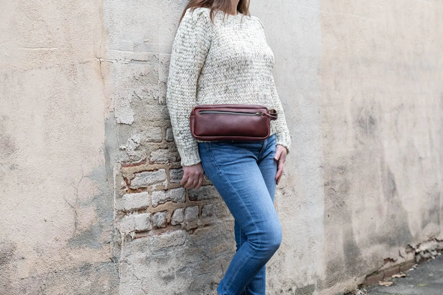 LEATHER FANNY PACK / LEATHER WAIST BAG - DELUXE - MERLOT