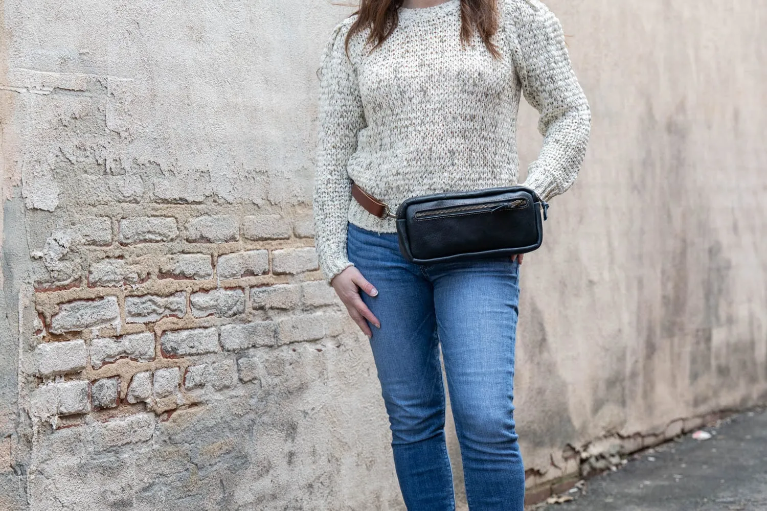 LEATHER FANNY PACK / LEATHER WAIST BAG - INDIGO BISON