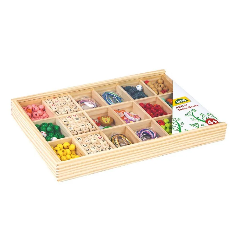 Lena Wooden Beads Arts & Crafts Jewellery Set: ABC and Deco 315  Pieces