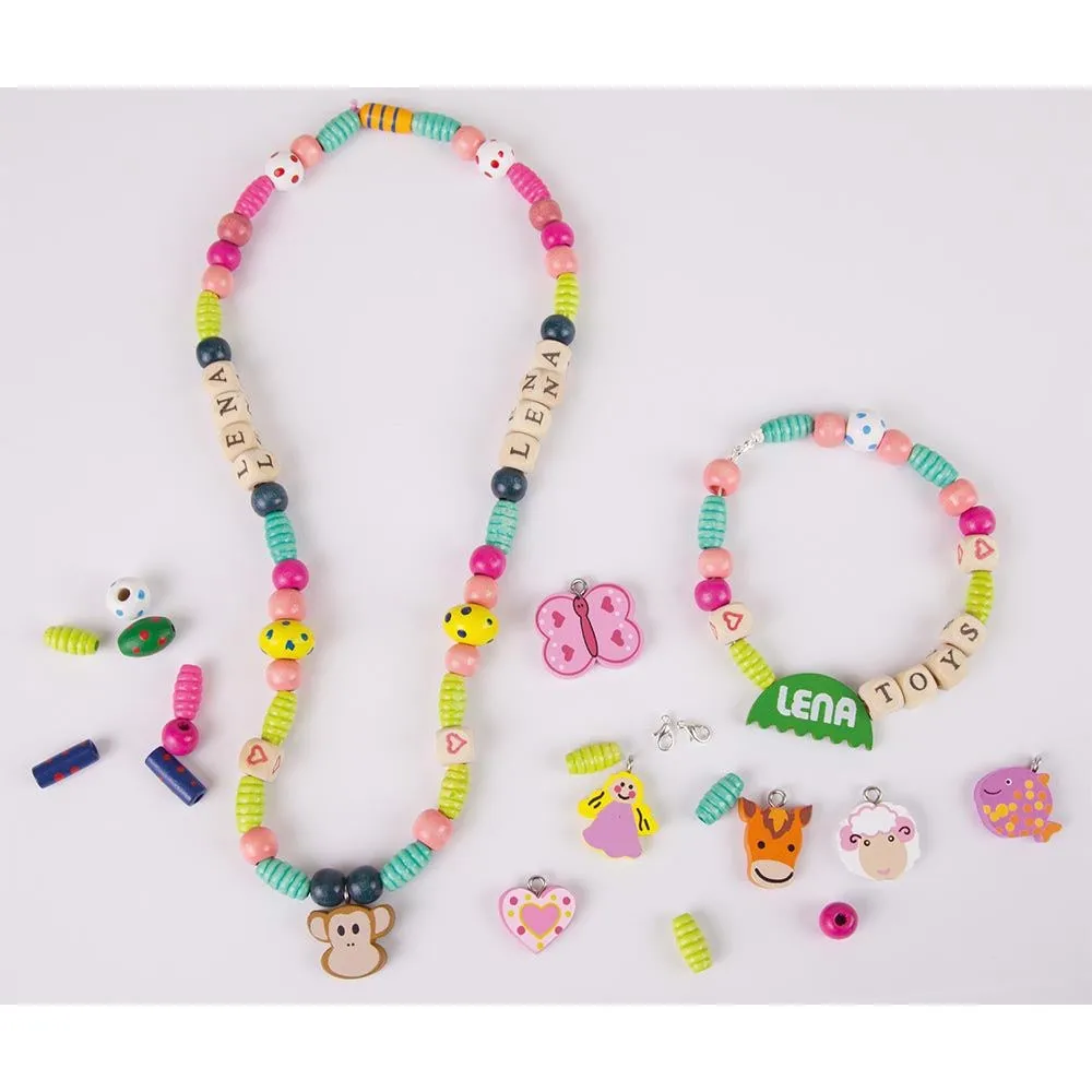 Lena Wooden Beads Arts & Crafts Jewellery Set: ABC and Deco 315  Pieces
