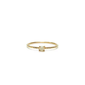 little prong pavé opal solitaire ring