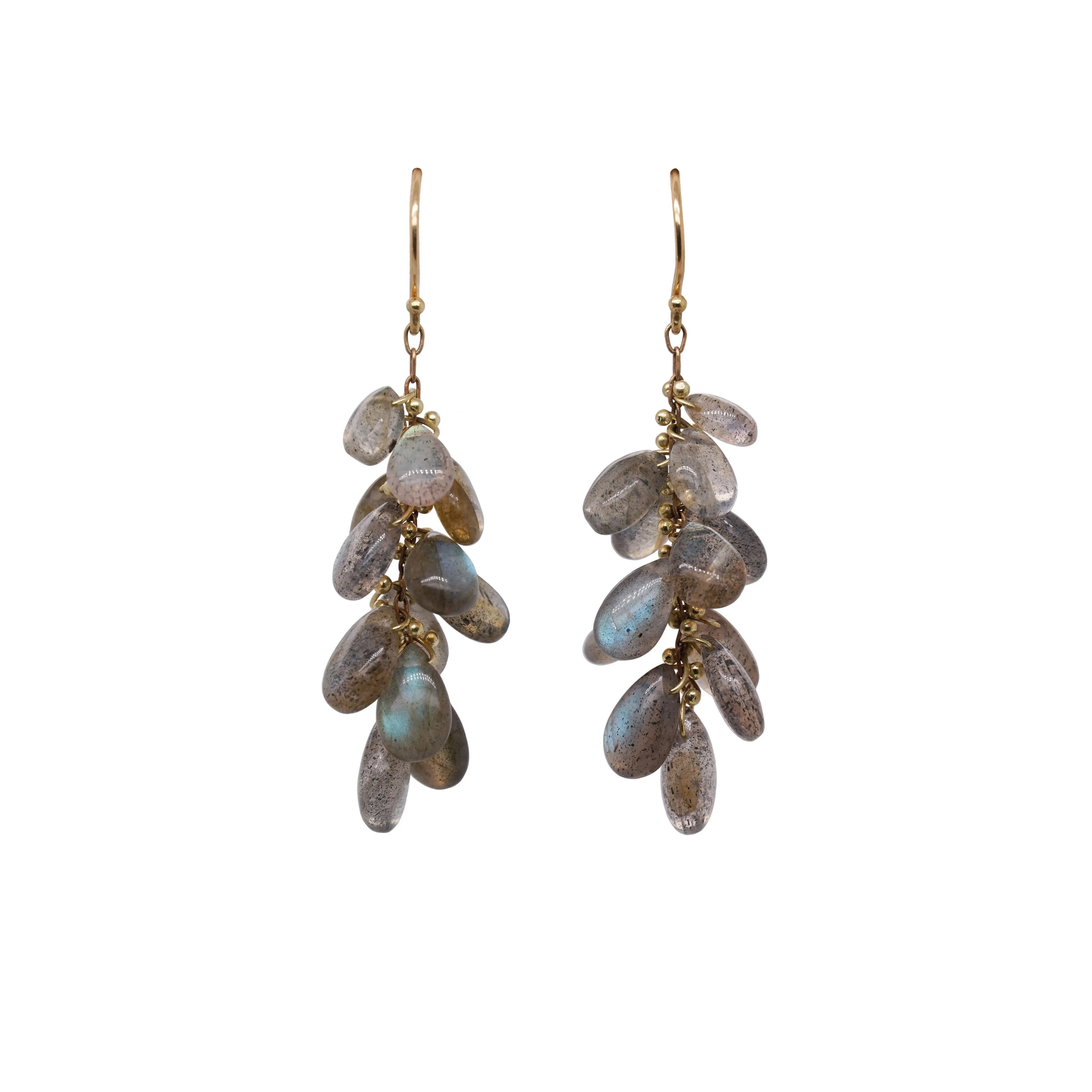 Long Labradorite Cluster Earrings