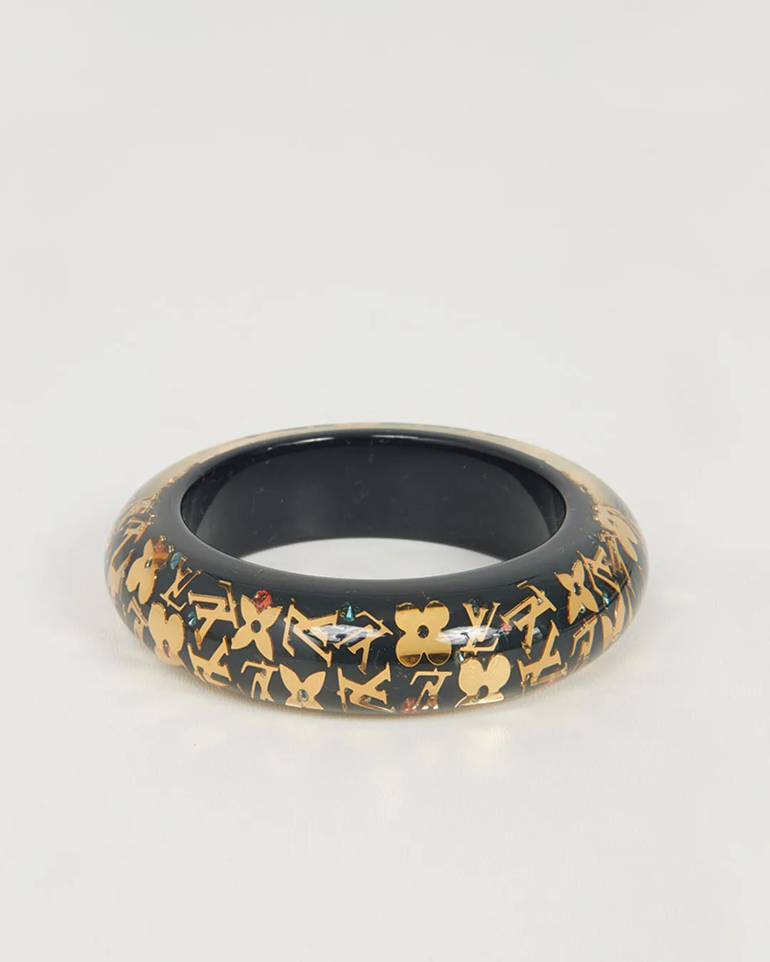 Louis Vuitton Black Wide Monogram Inclusion Bracelet