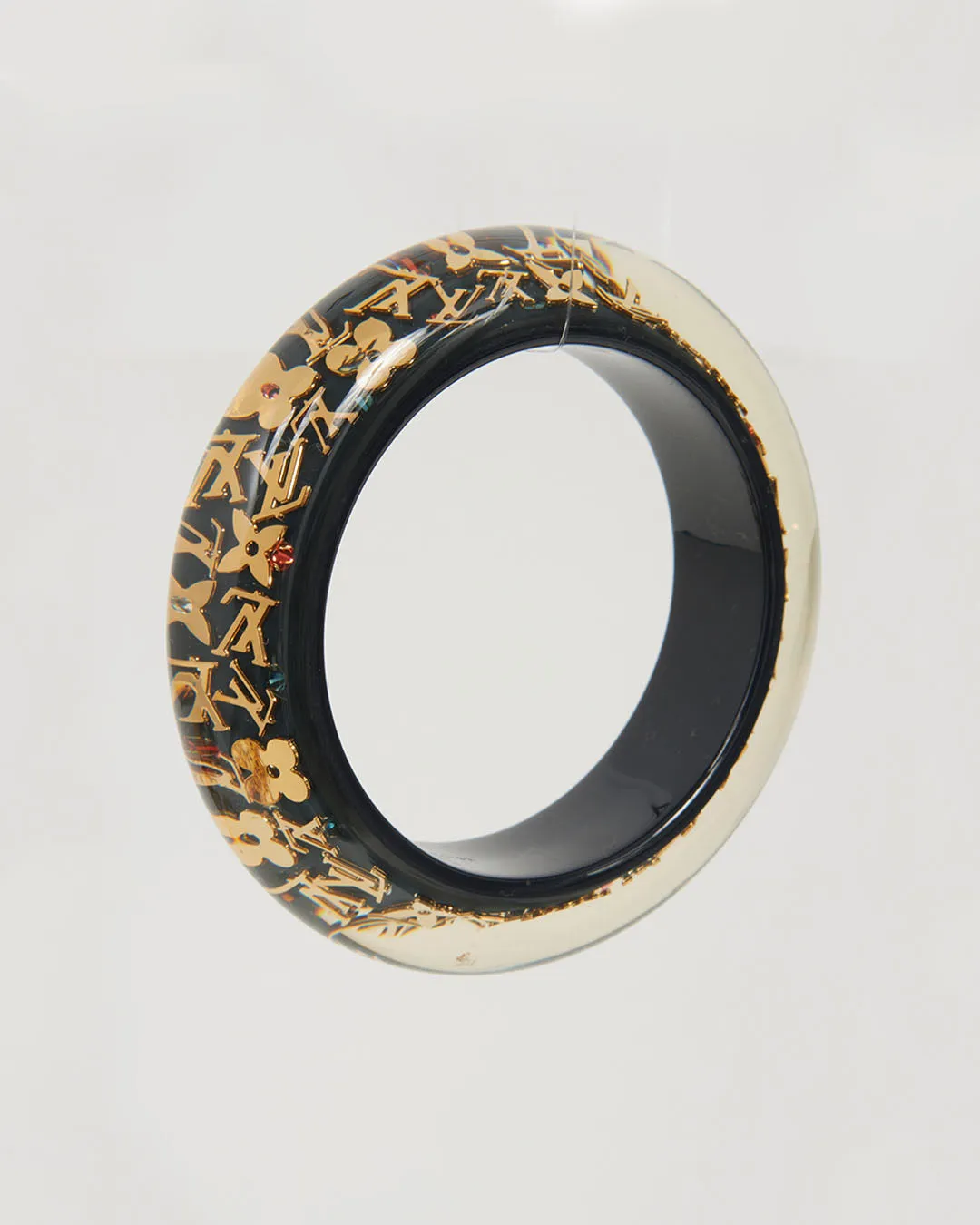 Louis Vuitton Black Wide Monogram Inclusion Bracelet