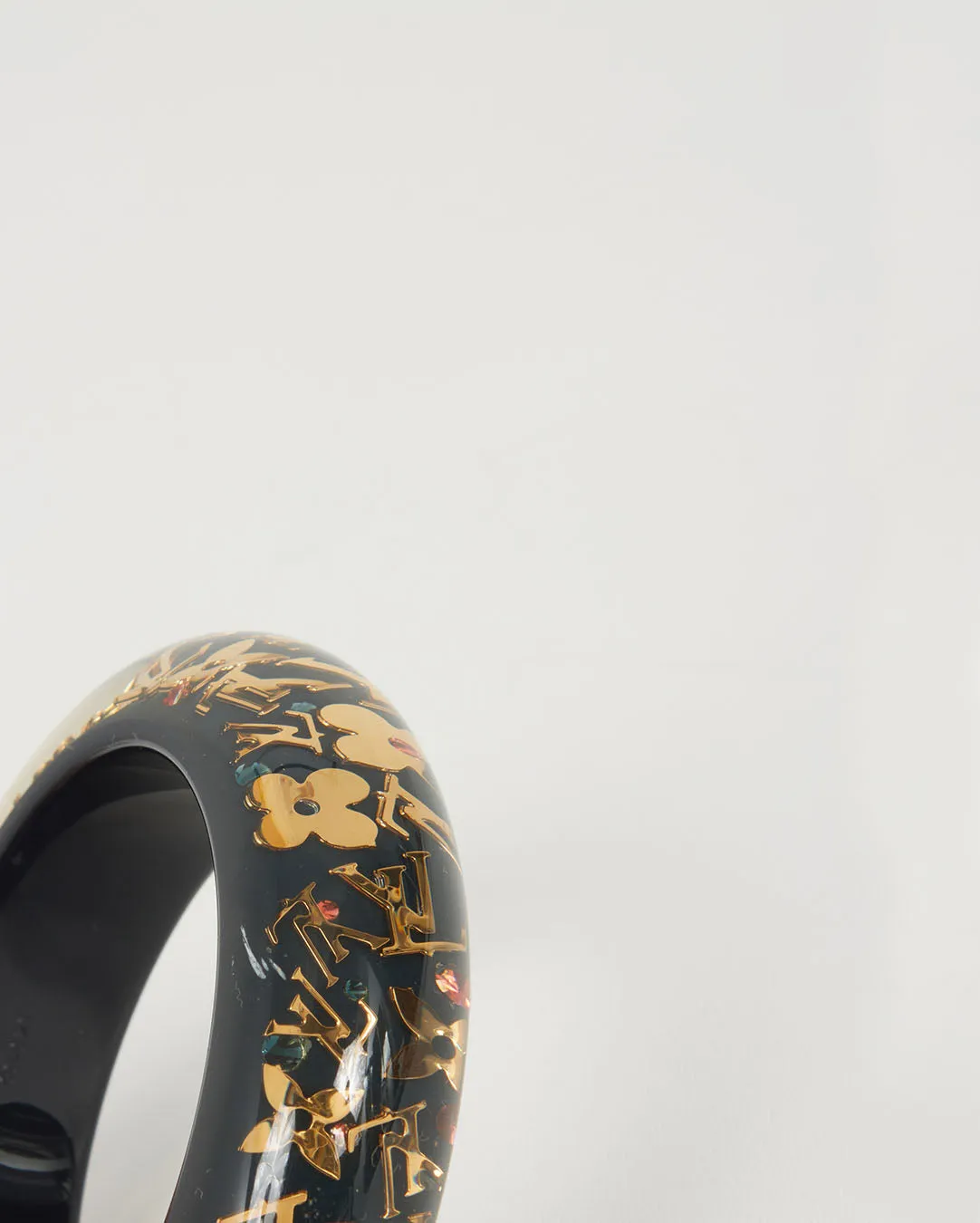 Louis Vuitton Black Wide Monogram Inclusion Bracelet