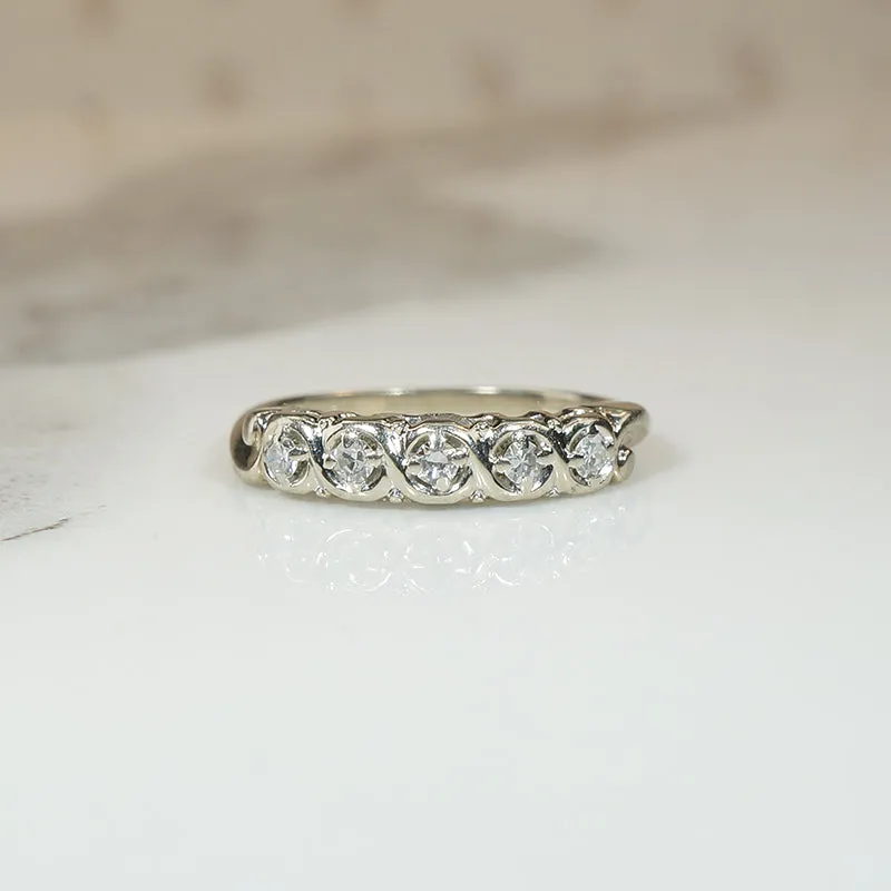 Lovely Vintage White Gold Diamond Band