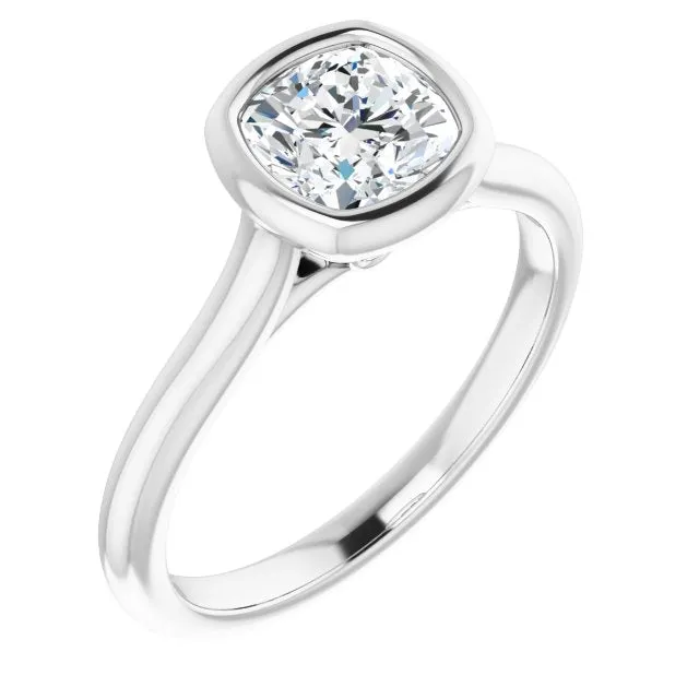 Luna Bezel Cushion Solitaire Engagement Ring