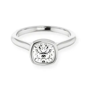 Luna Bezel Cushion Solitaire Engagement Ring