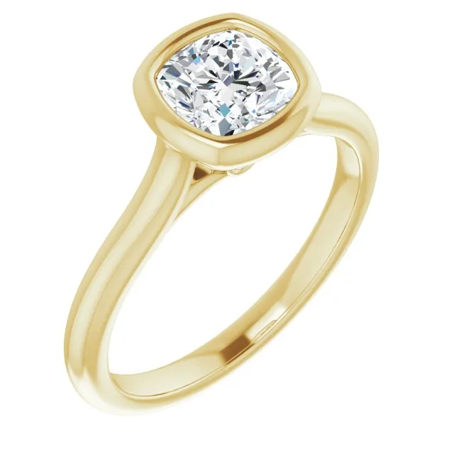 Luna Bezel Cushion Solitaire Engagement Ring