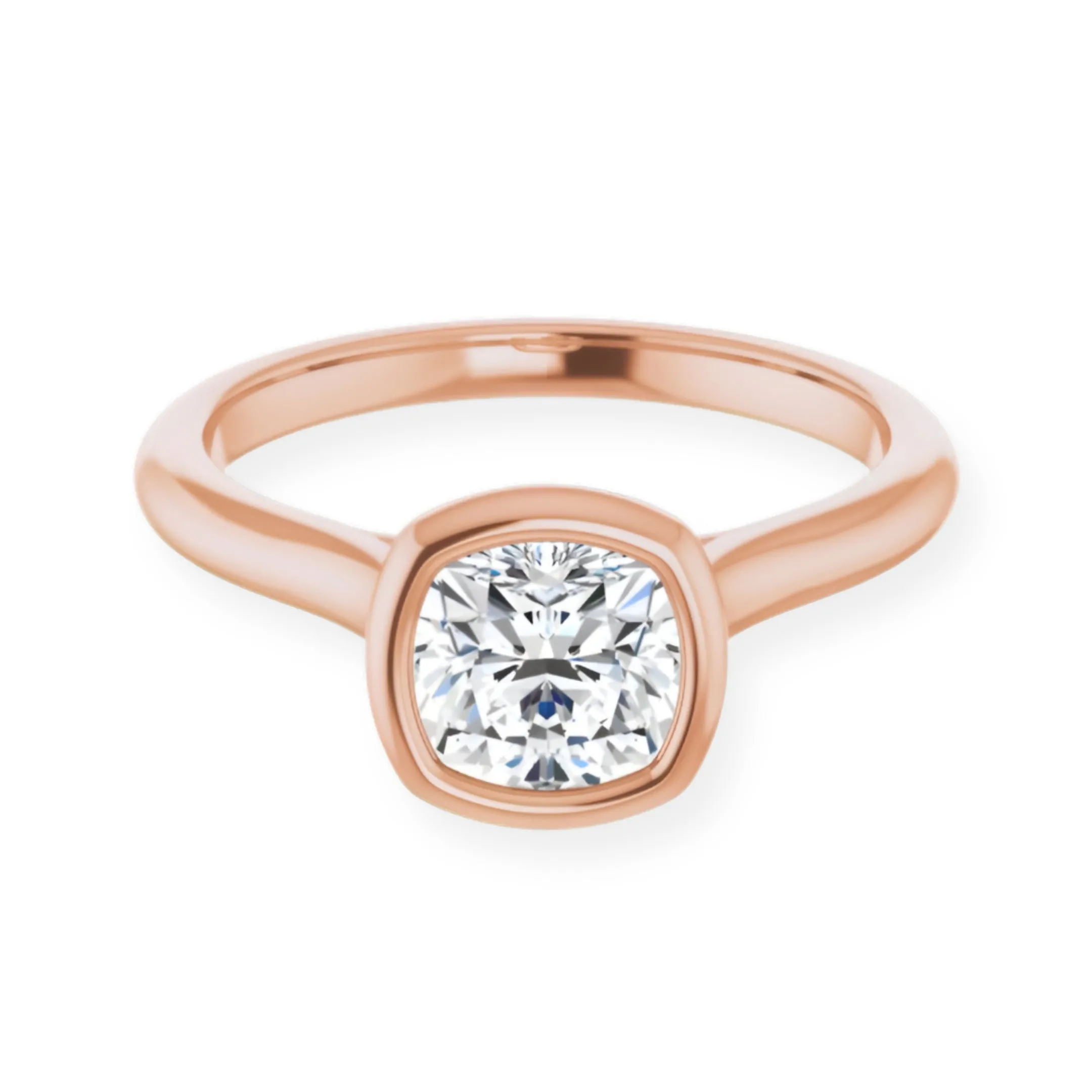 Luna Bezel Cushion Solitaire Engagement Ring