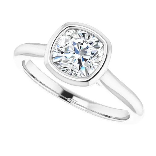 Luna Bezel Cushion Solitaire Engagement Ring