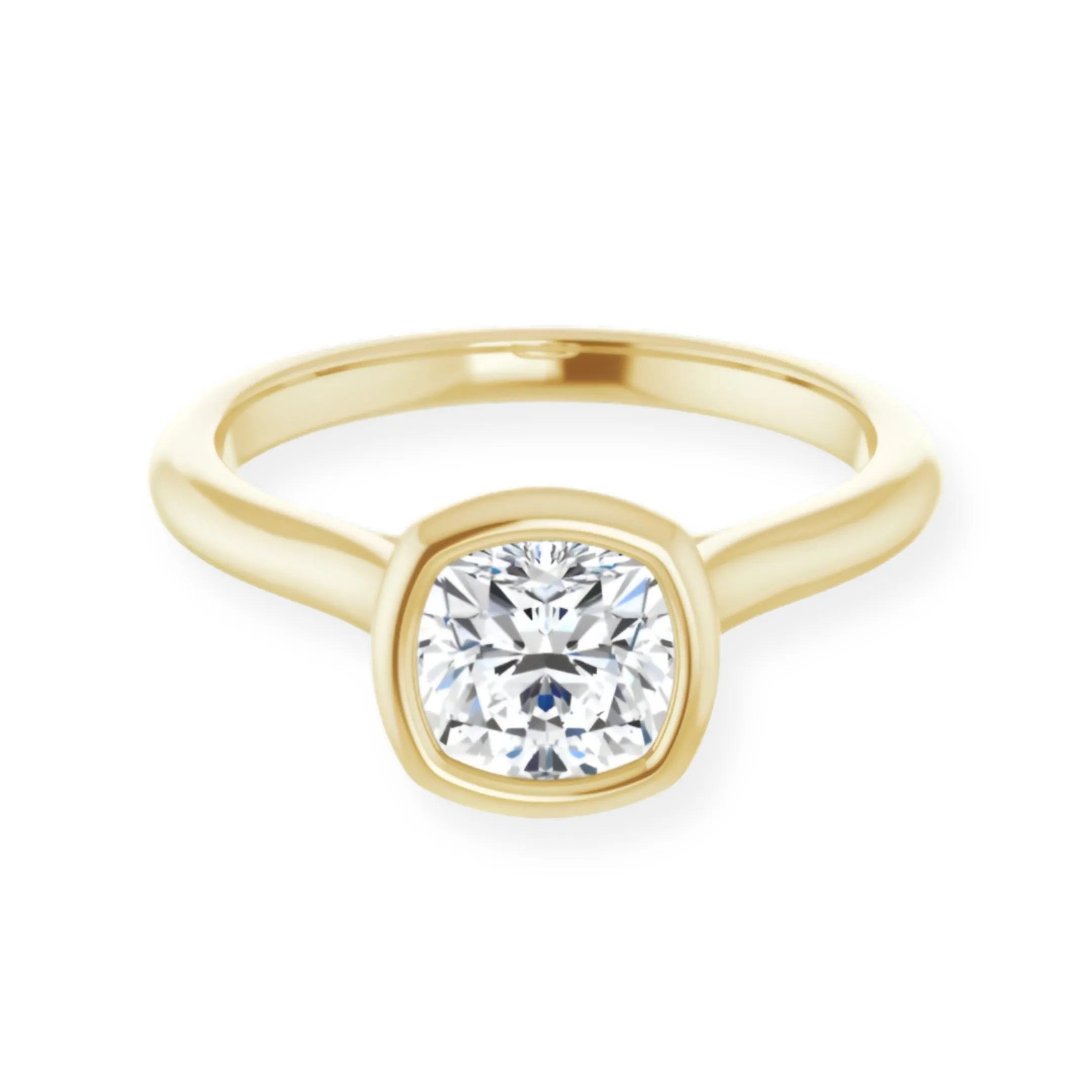 Luna Bezel Cushion Solitaire Engagement Ring