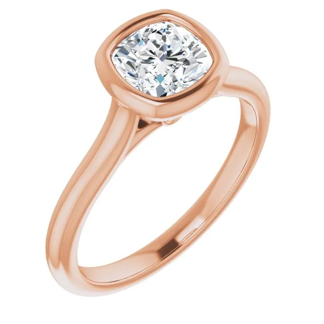 Luna Bezel Cushion Solitaire Engagement Ring