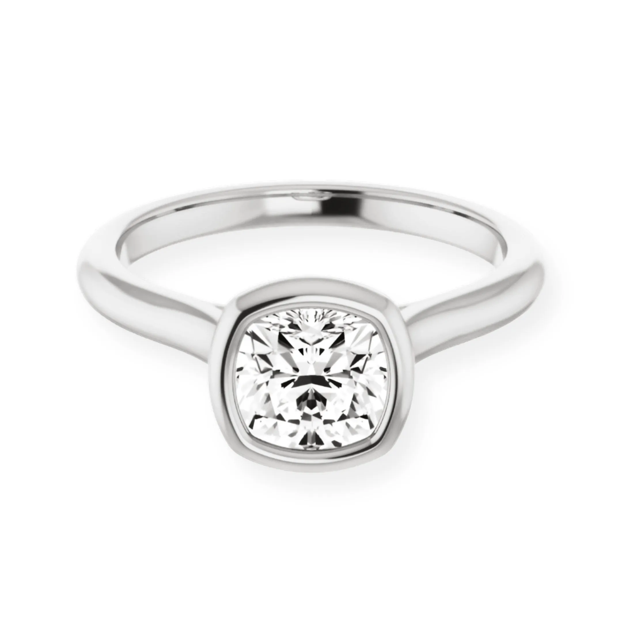 Luna Bezel Cushion Solitaire Engagement Ring