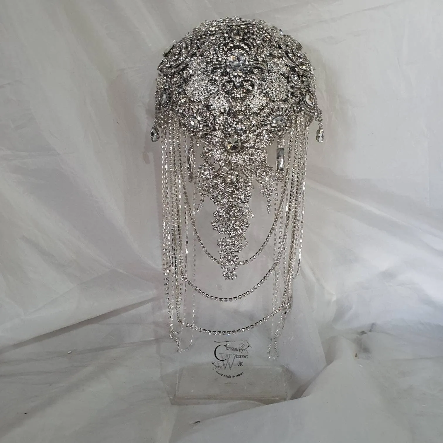 Luxury Brooch bouquet.7" Jewel crystal wedding bouquet, Bridal Brooch Bouquet,cascade Jewel bouquet by Crystal wedding uk