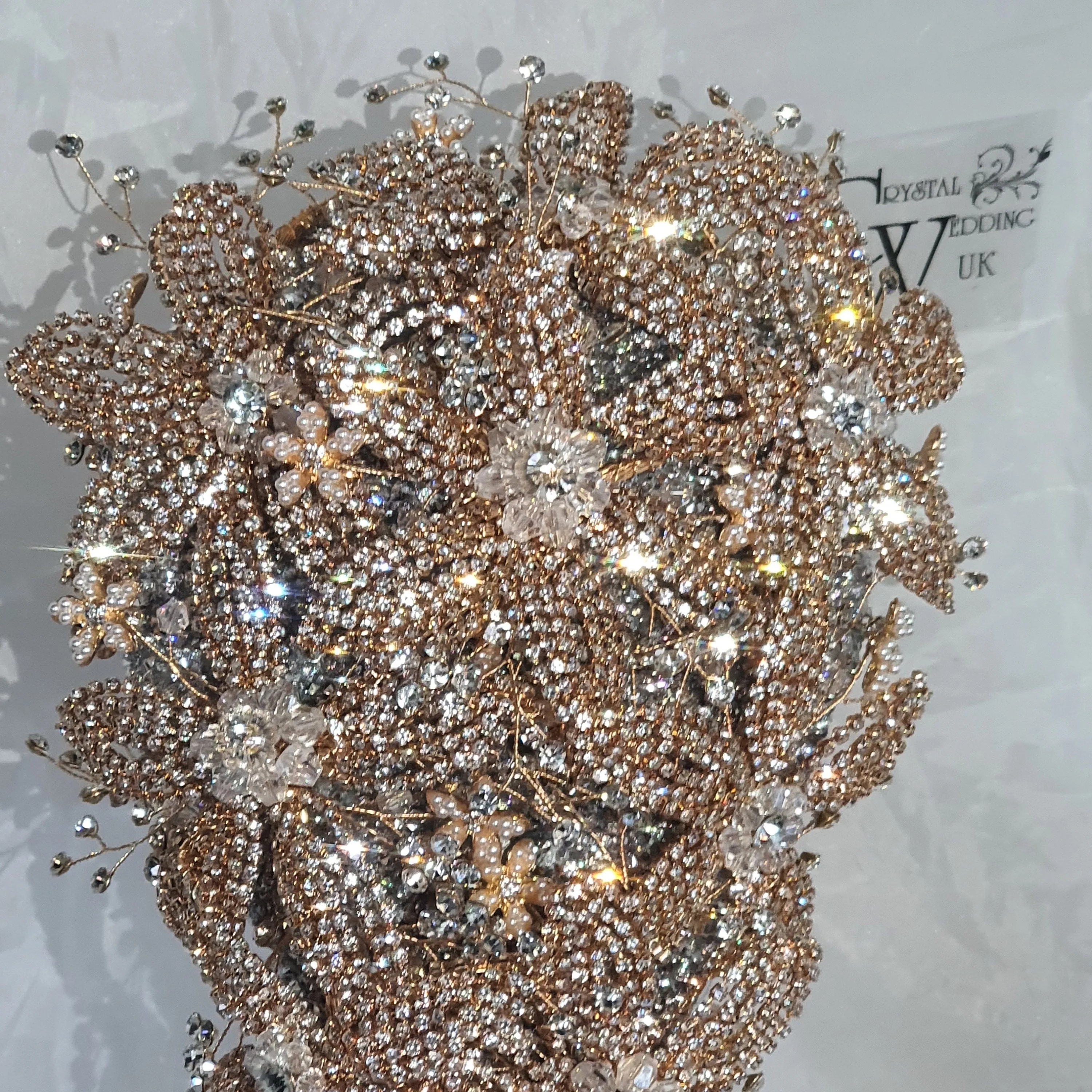 Luxury Diamante bouquet  Gold Jewel rhinestone crystal wedding bouquet Crystal Bridal Bouquet, cascade Jewel bouquet by Crystal wedding uk