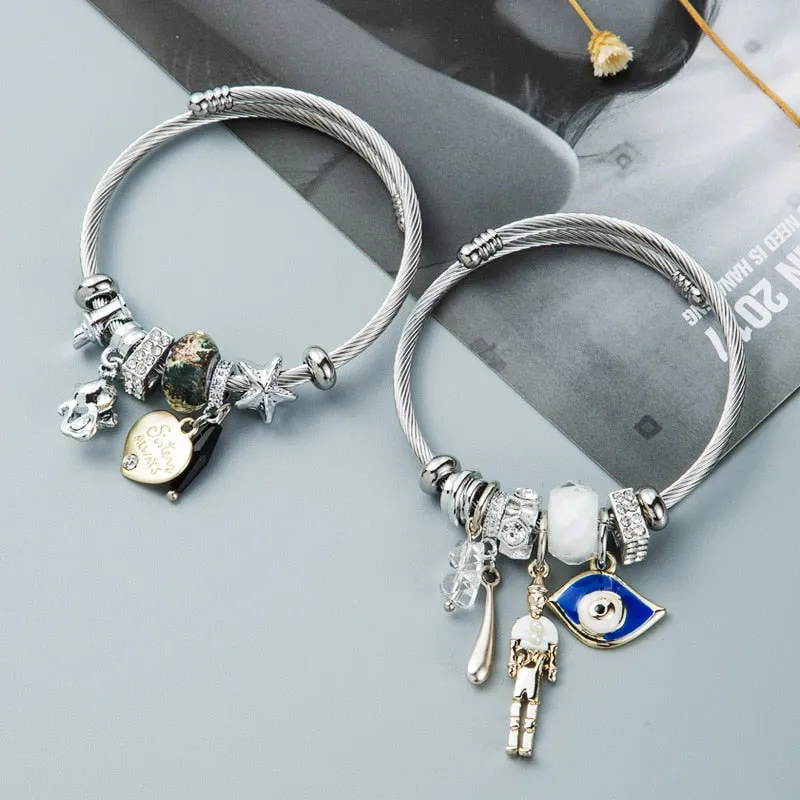 Luxury Evil Eye Butterfly Bracelet for Women Bangles Jewelry