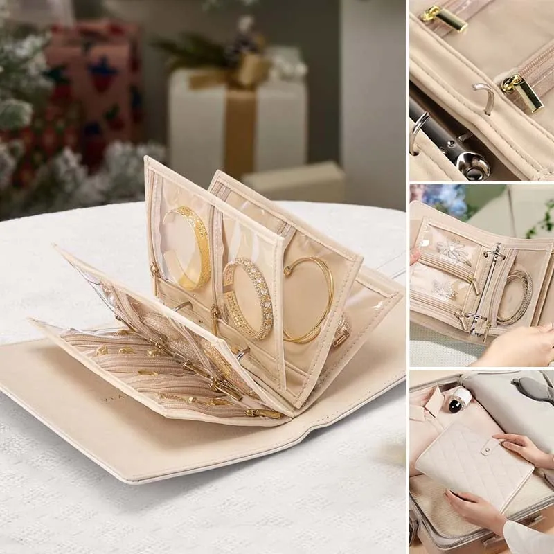 Luxury Leather Portable Jewelry Storage Book