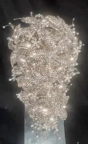 Luxury Silver Diamante bouquet  Jewel rhinestone crystal wedding bouquet Crystal Bridal Bouquet, cascade Jewel bouquet by Crystal wedding uk