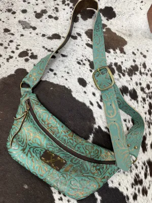 LV Teal Leather Fanny Pack