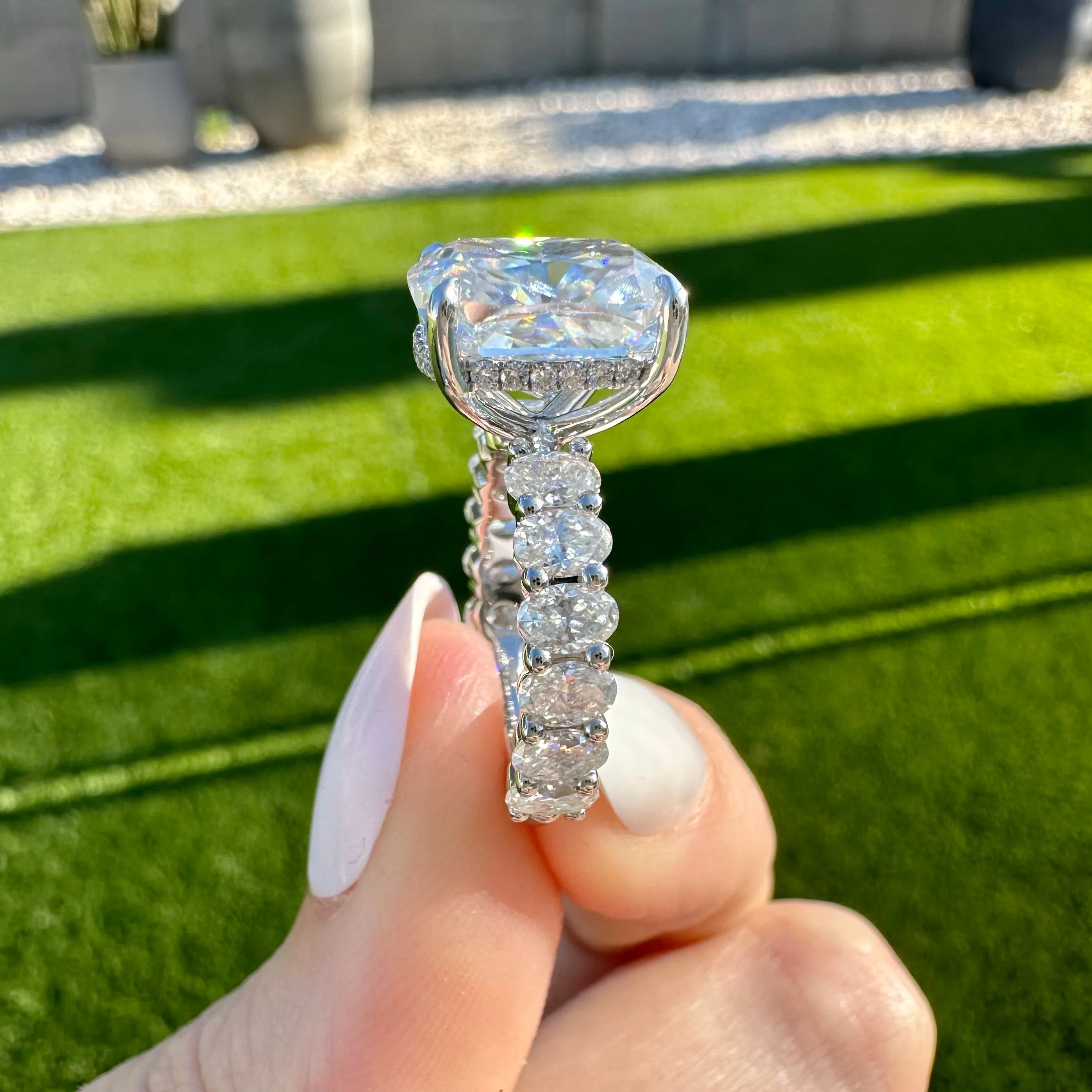 Lyndsey (4.7ct) Cushion Engagement Ring ( ) Hidden Halo