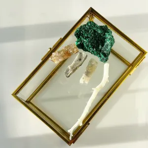 Malachite, White Coral, and Quartz Jeweled Box