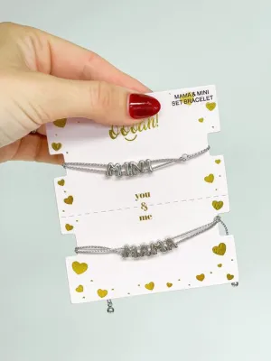 Mama & Mini Metal Bracelet Set - Silver