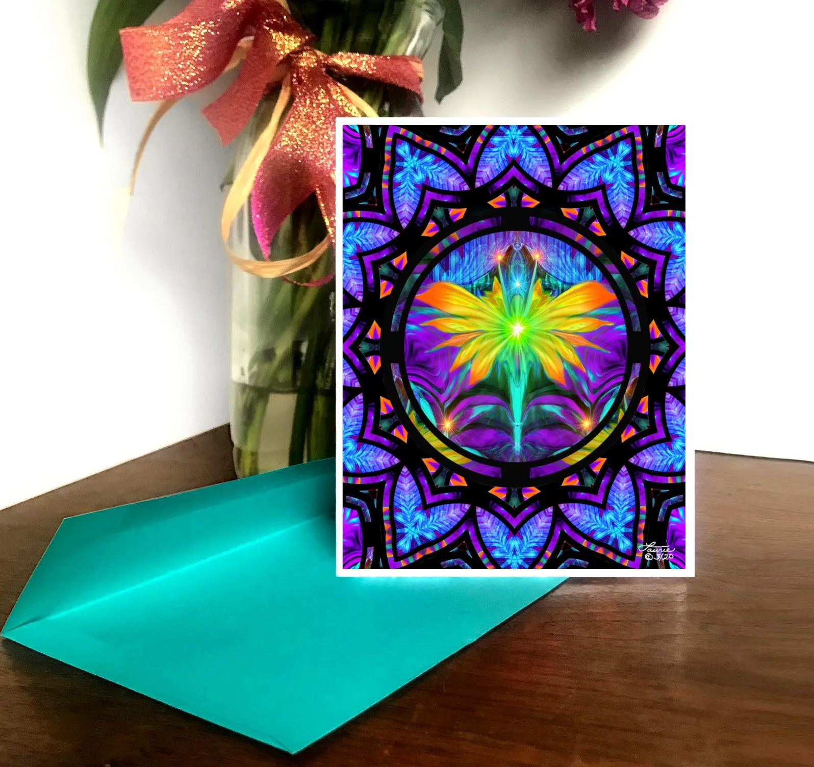 Mandala Fairy Greeting Card, Original Art Notecard, Thank You Cards - "Centered Mandala"