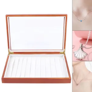 Maple Brown Classy Wooden Necklace Organizer Box
