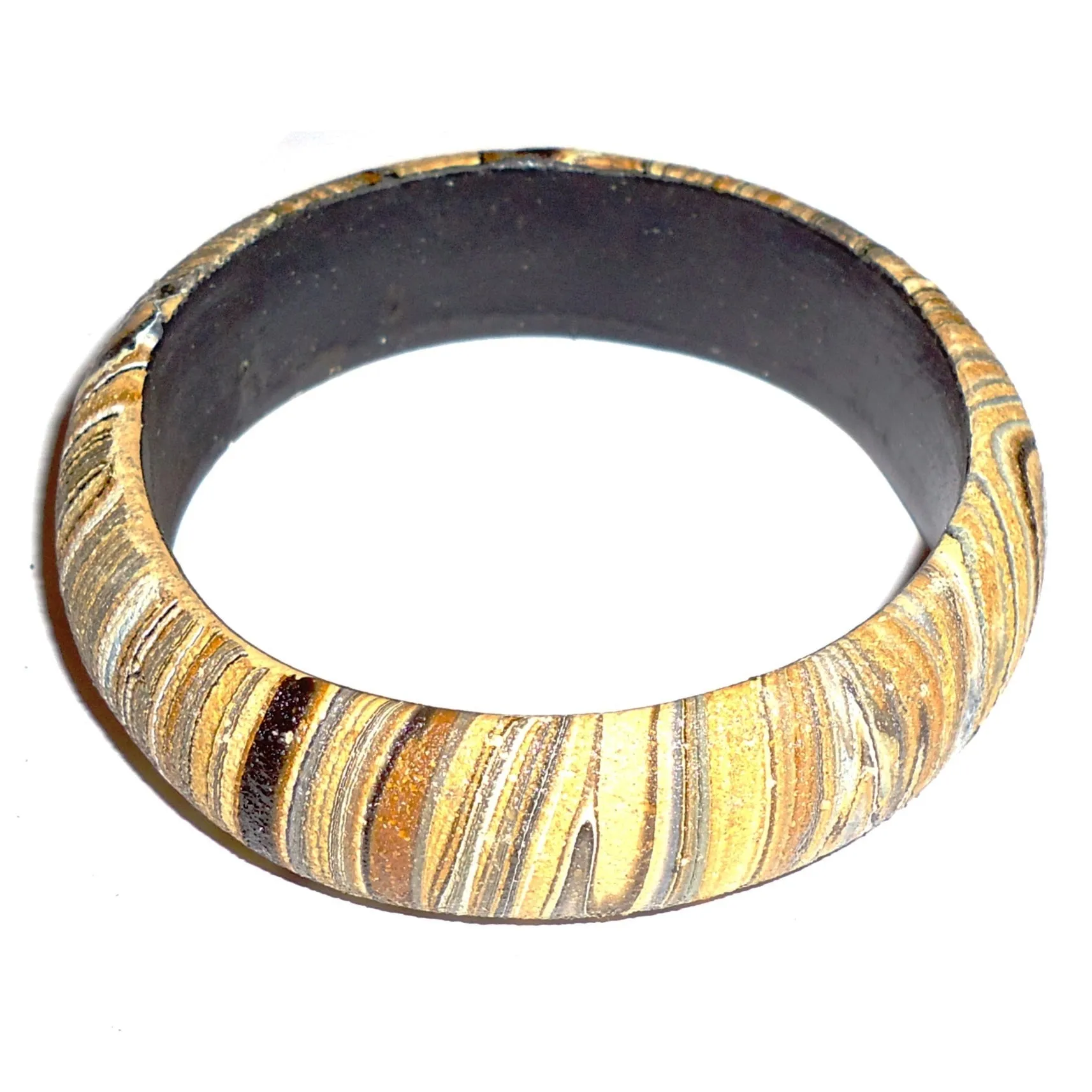 Marblized Wooden Bangle - Large, Sandstone