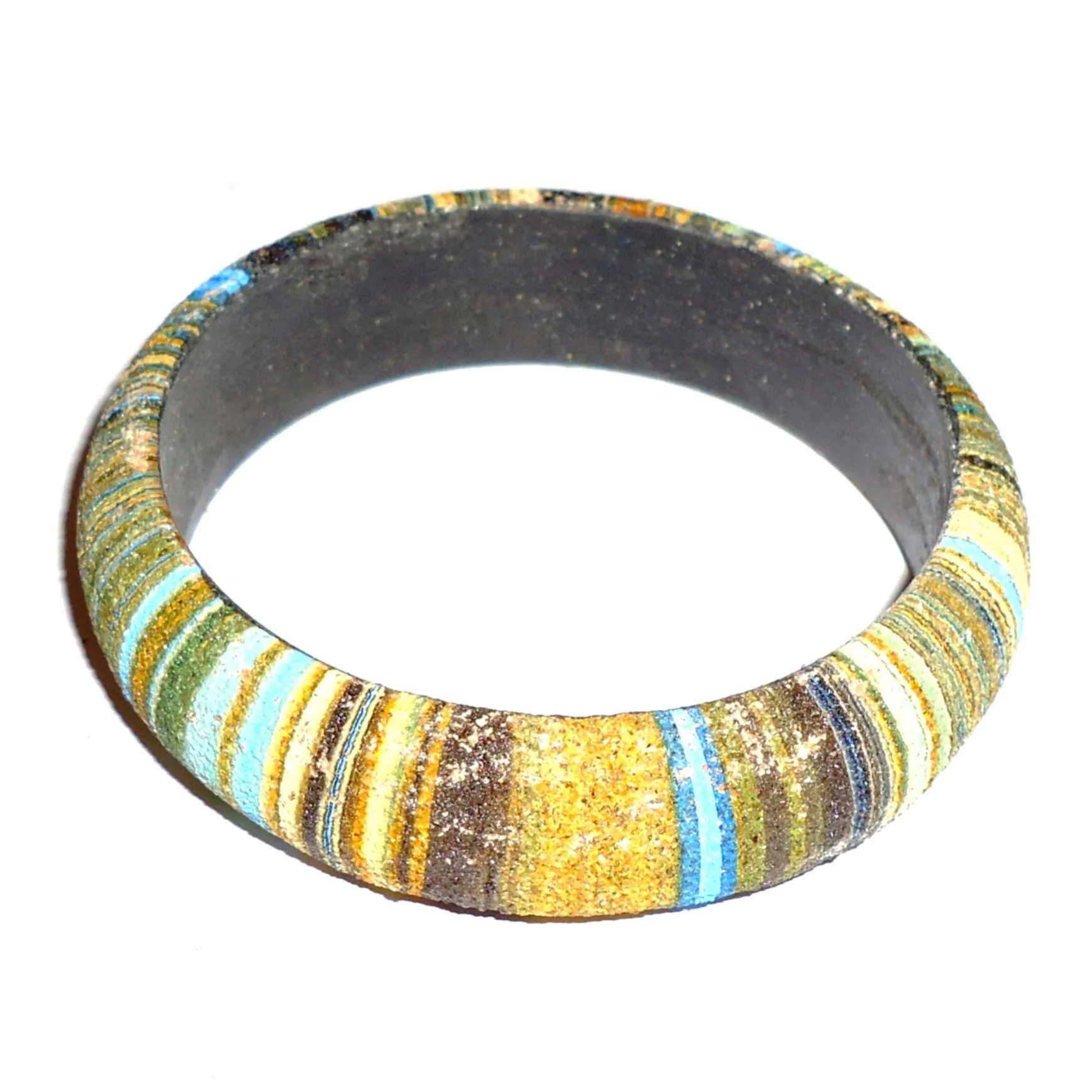 Marblized Wooden Bangle - Large, Turquoise