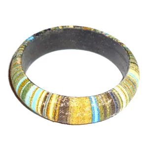Marblized Wooden Bangle - Large, Turquoise