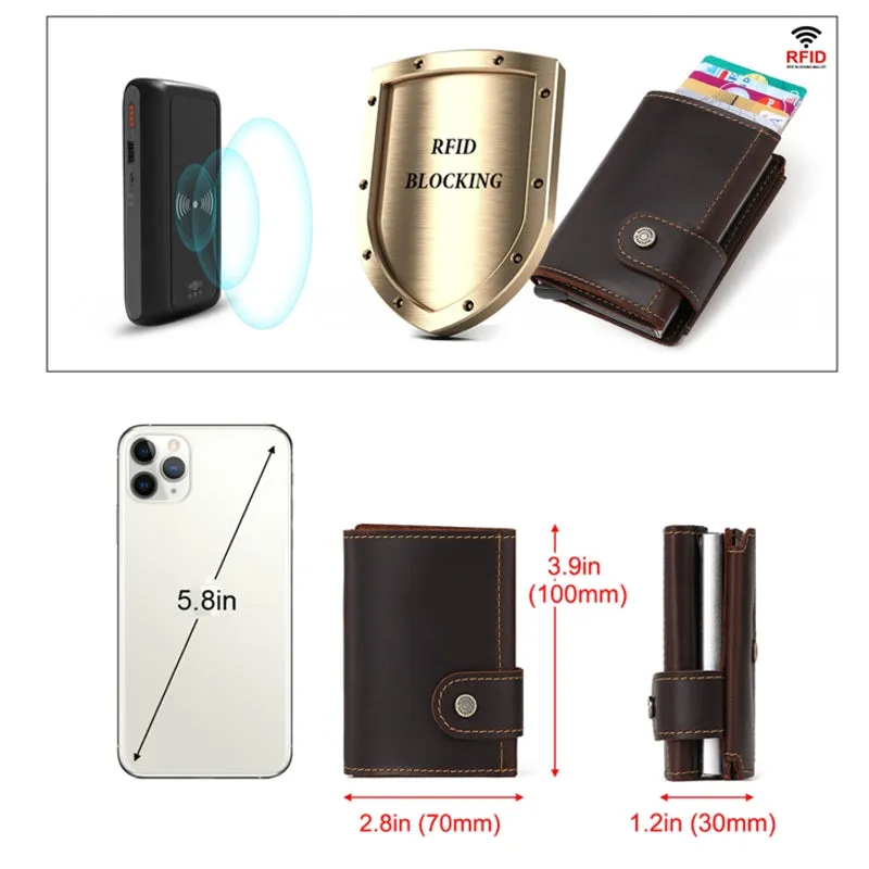 Men Rfid Card Holder Vintage Leather Coin Wallet